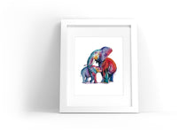 Load image into Gallery viewer, Colorful Elephants Watercolor Print