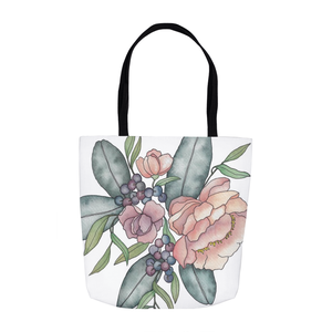 Mauve Floral Illustration Tote Bag