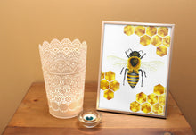 Load image into Gallery viewer, Bee with Honeycomb Watercolor Print