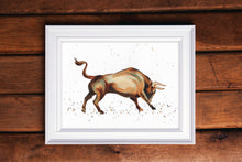Load image into Gallery viewer, Bull Watercolor Print