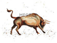 Load image into Gallery viewer, Bull Watercolor Print