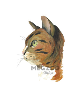 Cat Profile Watercolor Print
