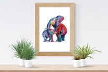 Load image into Gallery viewer, Colorful Elephants Watercolor Print