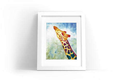 Colorful Giraffe Watercolor Print