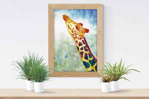 Colorful Giraffe Watercolor Print