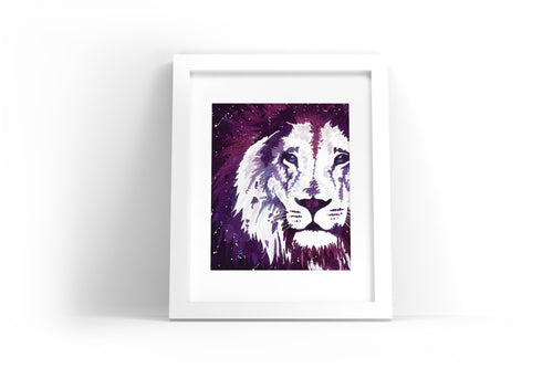 Purple Lion Watercolor Print