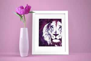 Purple Lion Watercolor Print