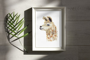 Llama Watercolor Print