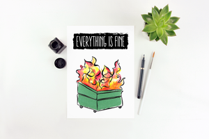 Dumpster Fire Watercolor Print