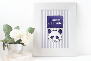 Purple Panda Watercolor Print