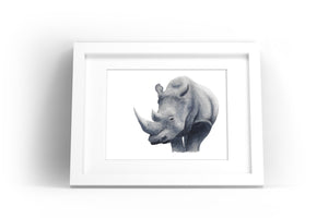 Rhino Watercolor Print