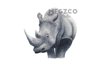 Rhino Watercolor Print