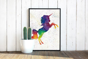 Unicorn Silhouette Watercolor Print