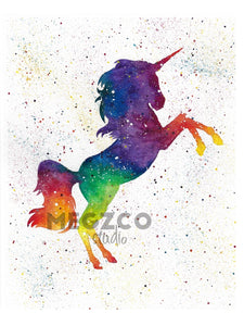 Unicorn Silhouette Watercolor Print